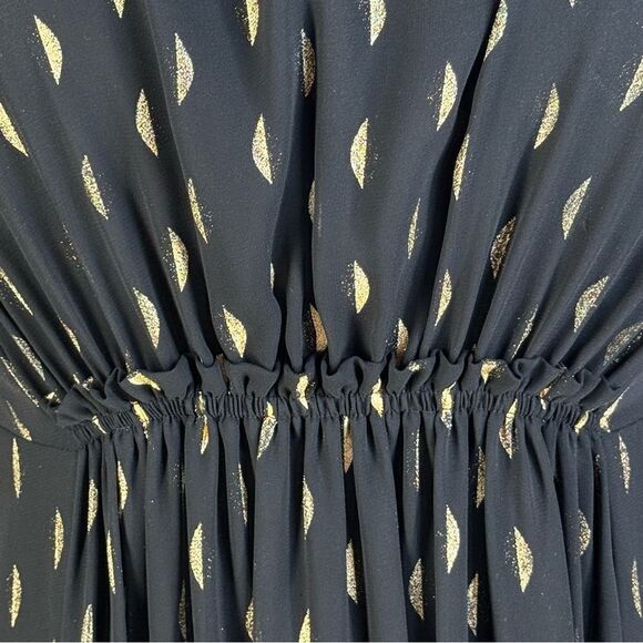 Collective Concepts Maternity Midi Dress Metallic Gold & Black Sheer A-Line M-L - Picture 7 of 13